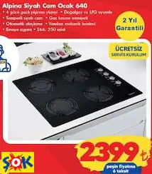 ALPİNA SİYAH CAM OCAK 640